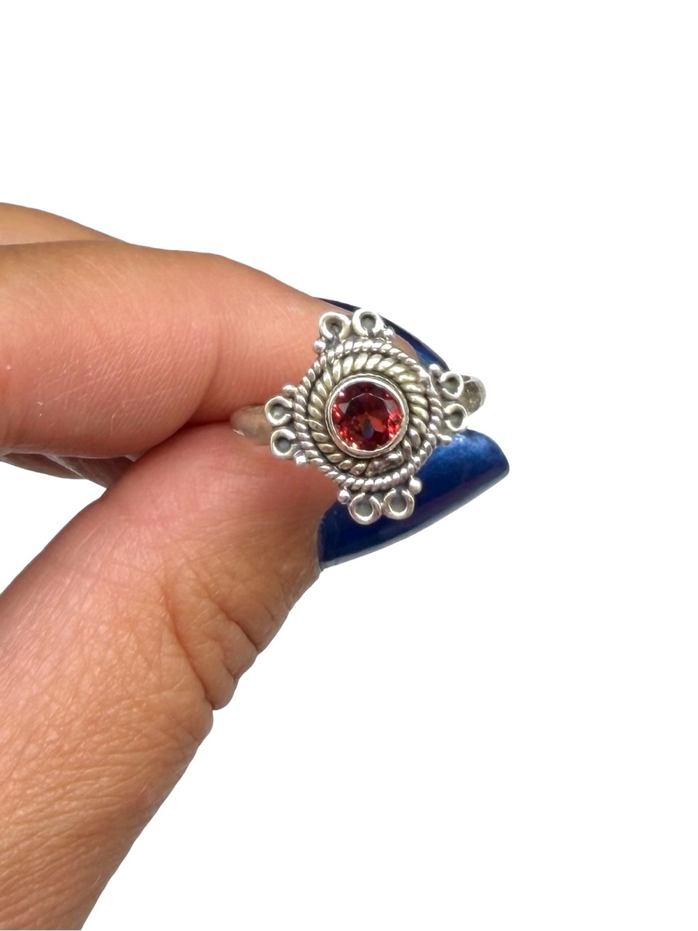 Garnet Ring Size 7 Solid 925 Sterling Silver - Picture 4 of 8